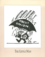 Little Man Under the Umbrella: Credit Union Cartoon