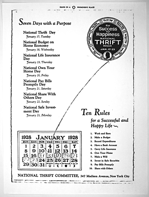 National Thrift Week Calendar: Seven Days with a Purpose