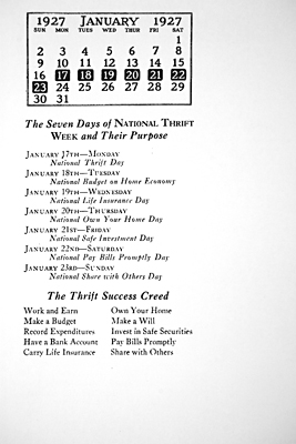 The Seven Days of National Thrift Week and Their Purpose Calendar
