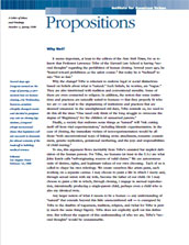 Propositions: A Letter of Ideas and Findings, Number 1