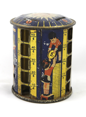 See-Through Coin Bank Cylinder with Sun on Top
