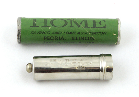 Home Savings and Loan Association Green Dime Roll bank