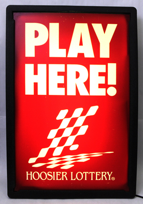 Play Here Hoosier Lottery Light-Up Sign