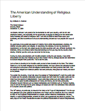 The American Understanding of Religious Liberty