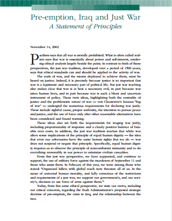 Pre-emption, Iraq and Just War: A Statement of Principles