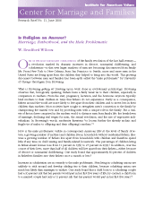 Is Religion an Answer? Marriage, Fatherhood, and the Male Problematic