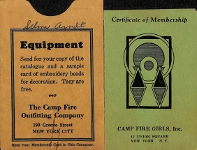 Camp Fire Girls Member Certificate, Green