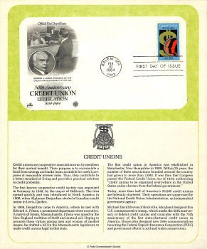 50th Anniversary Edward A. Filene Credit Union Legislation Postcard and Stamp