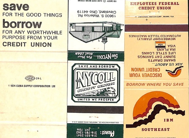 3 Save and Borrow from Your Credit Union Matchbooks