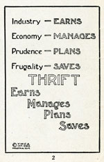 Thrift Earns, Manages, Plans, Saves Illustration
