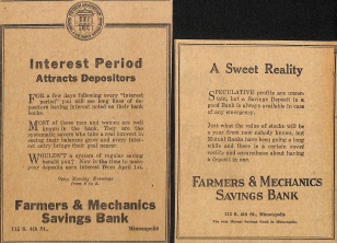 Farmers and Mechanics Savings Bank Ads