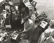 Photograph of Fiorello La Guardia Smashing Illegal Gaming Machines