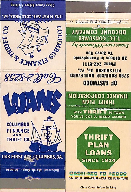 2 Matchbooks from Finance and Thrift Corporations  