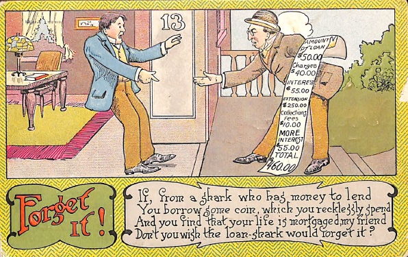 'Forget It!' Loan Shark Postcard