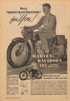 Harley-Davidson 'Here's Thrift-Transportation For You!' Ad