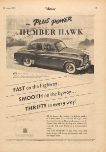 The Plus Power Humber Hawk, Fast Smooth, Thrifty Ad
