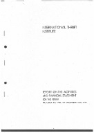 International Thrift Institute Report on the Activities and Financial Statement For the Period, October 1, 1948 - December 31, 1949
