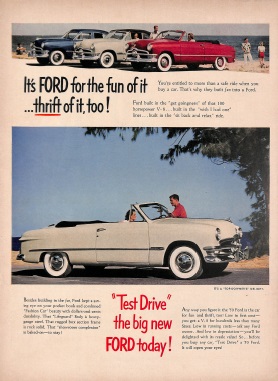 Ford Motor Company Ad: It's FORD for the Fun of it ... Thrift of it Too!