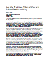 Just War Tradition, <i>Ahkem al-jihad</i>, and Political Decision-Making