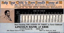 Lincoln Bank of Erie 'Lesson of Thrift' Calculator Card