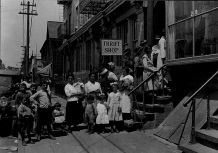 Photograph of Line Outside of the Thrift Shop