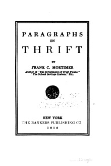 Paragraphs on Thrift