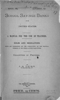 School Savings Banks in the United States: A Manual for the Use of Teachers