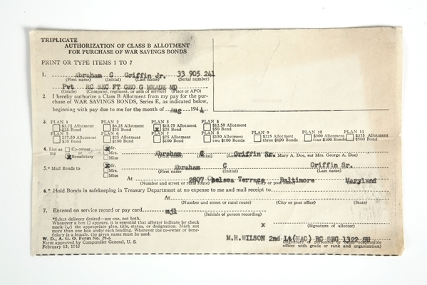 War Savings Bond Certificate