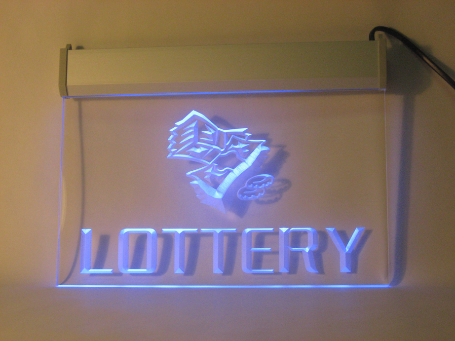 Blue Neon Lottery Light-Up Sign
