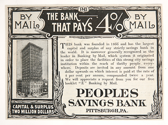 Peoples Savings Bank Ad: The Bank that Pays 4%