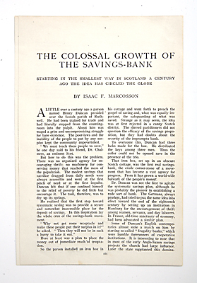 The Colossal Growth of the Savings-Bank 