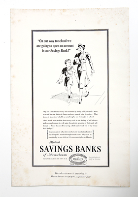 Savings Bank Ad: On our way to school we are going to open an account in our Savings Bank