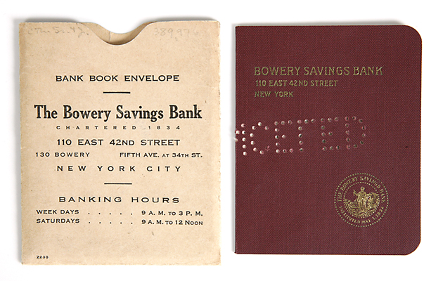 The Bowery Savings Bank Book and Envelope 