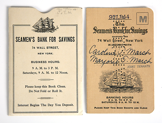 Seamen's Bank for Savings Savings Book and Sleave