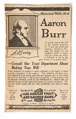 Historical Wills No. 8 Aaron Burr