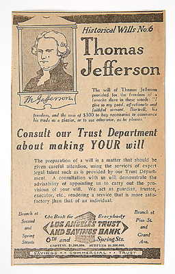 Historical Wills No. 6 Thomas Jefferson