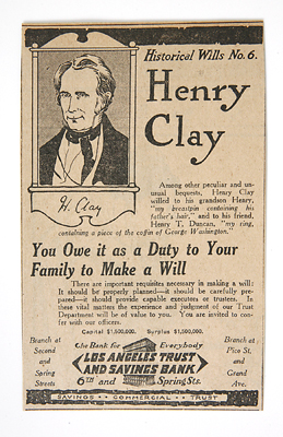 Historical Wills No. 6 Henry Clay