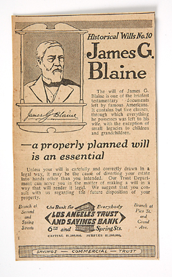 Historical Wills No. 10 James G. Blaine 