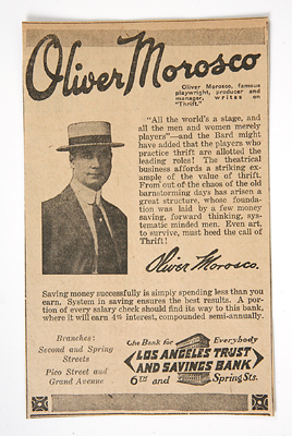 Oliver Morosco Writes on 'Thrift'