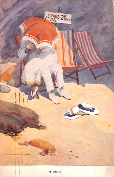 'Thrift' Couple on the Beach Postcard