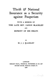 Thrift & National Insurance as a Security Against Pauperism
