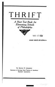 Thrift: A Short Text Book for Elementary Schools of Philadelphia