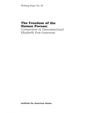 The Freedom of the Human Person: Connection or Disconnection?