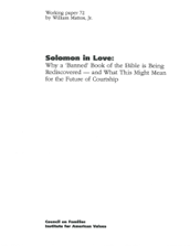 Solomon in Love: Why a 'Banned' Book of the Bible is Being Rediscovered -and What This Might Mean for the Future